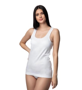 6 li Paket Özlem Bayan Geniş Askılı Ribana Atlet Beyaz 1318