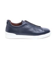 Comfort Taban Hakiki Deri Lastik Bağcıklı Erkek Sneaker (Lacivert)