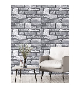 Dreamwall Eski Taş Duvar Desenli Silinebilir Tekstil Duvar Kağıdı (Çok Renkli)