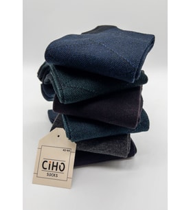 CİHO SOCKS Premium 6 Çift Bambu Ekose Jakarlı Erkek Soket Çorap (Siyah-Gri)