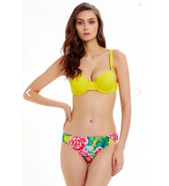ARGENTO Sarı Çiçek Desenli Kaplı Bikini Takımı 7178