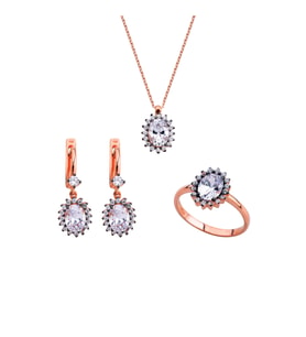 Tırnaklı Oval Pırlanta Montür Gümüş Set  GMS161 (Çok Renkli)