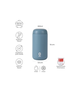 Mavi Paslanmaz Çelik Mini Mug Termos 300 ml  No:118