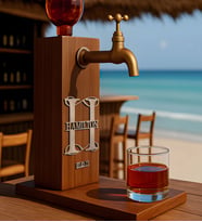 BK Gift Kişiye Özel Kabartma İsimli Musluklu Doğal Ahşap İçki Standı, Home Bar, Viski Çeşmesi, İçecek Dispenseri, Ahşap İçecek Çeşmesi-7