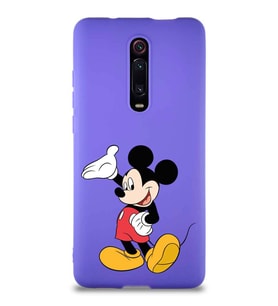 Xiaomi Mi 9T Pro Soft Premier Kapak Mickey Mouse-C Tasarımlı Silikon Kılıf - Mor (Şeffaf)