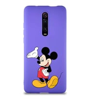 Xiaomi Mi 9T Pro Soft Premier Kapak Mickey Mouse-C Tasarımlı Silikon Kılıf - Mor (Şeffaf)