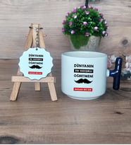 Erkek Öğretmene Hediye Hediye Seti Kupa Bardak T Kulplu ve Anahtarlık Öğretmenler Günü Hediyesi (Model 2)
