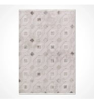 Makine Kaymaz Yıkanabilir Bej Geometrik Triko Salon Halısı Mutfak Halısı Koridor Halısı Yolluk 4303AK