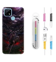Realme C11 C21 C21Y C25Y C11 2021 Kılıf Kablo Koruma Spiral Silikon Dark Deer 1786