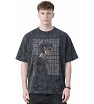 Tasarım Eren Yeager Attack On Titan Anime Baskılı Unisex Oversize Eskitme Yıkamalı Tişört