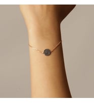 Rose Siyah Taşlı Yuvarlak Bileklik (Altın)