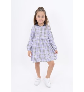 Toontoy Kız Çocuk Komple Desenli Elbise (Lila)