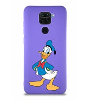 Xiaomi Redmi Note 9 Soft Premier Kapak Donald Duck-C Tasarımlı Silikon Kılıf - Mor (Şeffaf)