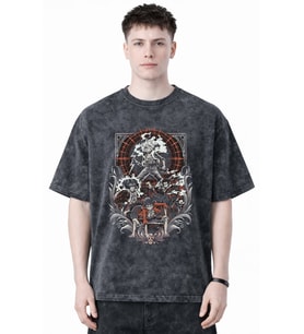 Tasarım Monkey D. Luffy One Piece Anime Baskılı Unisex Oversize Eskitme Yıkamalı Tişört