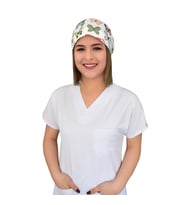 Yeşil Kelebek Desenli Doktor Hemşire Veteriner Aşçı Bone (Beyaz)