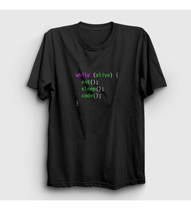 Presmono Unisex Siyah Eat Sleep Code Repeat Developer Yazılımcı T-Shirt 332110tt