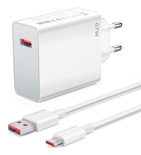 67W Turbo Hızlı Şarj Cihazı & Type-C Kablo Seti Xiaomi, Redmi,Oppo Huawei Uyumlu Duvar Tipi Adaptör (Beyaz)