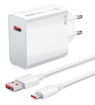 67W Turbo Hızlı Şarj Cihazı & Type-C Kablo Seti Xiaomi, Redmi,Oppo Huawei Uyumlu Duvar Tipi Adaptör (Beyaz)