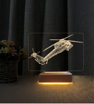 3D Helikopter Tasarımlı Kişiye Özel İsimli  Led Masa Lambası Doğum Günü Hediyesi Lamba