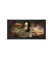 Fatih Sultan Mehmet ve Eski İstanbul Motifli Kanvas Tablo 50 x 70 cm Siyah Çerçeve