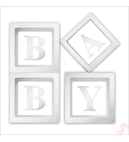 Baby Yazılı Şeffaf Balon Kutusu, 30cm x 4 Adetli Set - Beyaz
