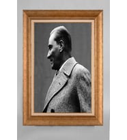 EV İŞYERİ OFİS İÇİN ALTIN ÇERÇEVELİ PASPARTULU ATATÜRK TABLO S248