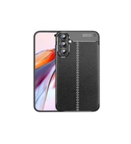 Samsung Galaxy S24 FE Kılıf Deri Görünümlü Korumalı Silikon Siyah (Siyah)