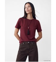 LCW EVERYDAY Bordo Bisiklet Yaka Kadın Tişört