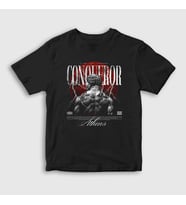 Presmono Unisex Çocuk Siyah Conqueror Athens Gym Fitness Spor T-Shirt 446899tt