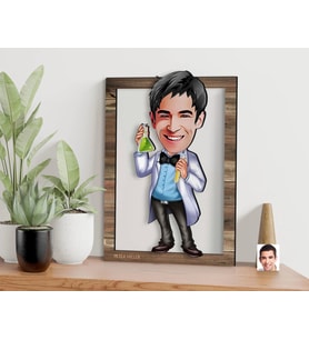 BK Gift Kişiye Özel Erkek Kimya Öğretmeni Karikatürlü 3D Ahşap Tablo, Sevgiliye Hediye, Arkadaşa Hediye, Yıl Dönümü Hediyesi, Doğum Günü Hediyesi-3