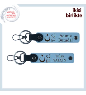 Ziyarete Giderken Götürülecek Armağan – Ay Yıldız TC ve İsimli Anahtarlık Seti, Gök Mavi-Gök Mavi