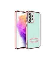 Samsung Galaxy A32 4G Uyumlu Kılıf Kamera Korumalı Logo Gösteren Zore Omega Kapak (Rose Gold Altın)