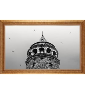 Çerçeveli Paspartulu Manzara Tablo ah1996 (Gold)