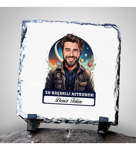 Kişiye Özel Hediye Karikatürlü En İyi Erkek Astronom Dekoratif Taş