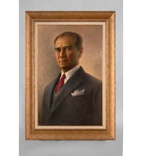 Çerçeveli Paspartulu Atatürk Tablo a55 (Gold)