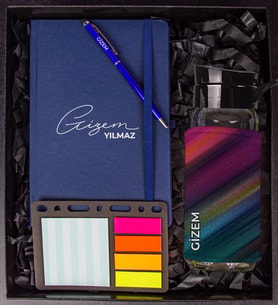 eJOYA Kişiye Özel Defter Kalem Matara Ve Mini Organizer Ofis Kırtasiye Hediye Kutusu 110340
