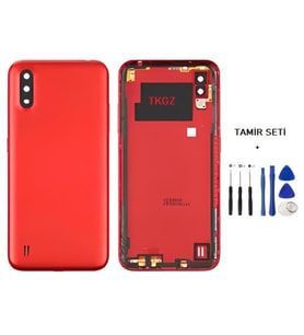 Samsung Galaxy A01 - SM-A015 FULL Kasa Arka Kapak Takım KIRMIZI - TAMİR SETİ