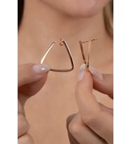 925 ayar gümüş küpe rose geometrik üçgen tasarım küpe SGTL13153ROSE