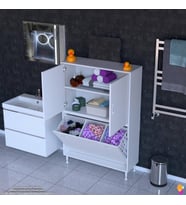 Modilayn İLKİM 95 x 138 x 32,5 cm' lik Kapak İçi Çift Raflı, Üç Akıllı Çamaşır Sepetli Dolap
