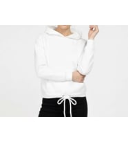 Kadın Kışlık 3 İplik Şardonlu Sıcak Tutan Kapüşonlu Sweatshirt (Hoodie) Ayarlanabilir Bağcıklı Bel D (Beyaz)