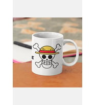 One Piece Hasır Şapka Korsanları Logo Kupa Bardak (Beyaz)
