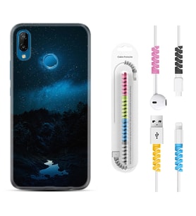 Huawei P20 Lite Mate 10 20 Lite Pro P40 Lite KılıfKablo Koruma Spiral Silikon Gece 1633