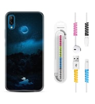 Huawei P20 Lite Mate 10 20 Lite Pro P40 Lite KılıfKablo Koruma Spiral Silikon Gece 1633