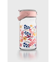 Renga Mono 1800 ml Çiçek Desenli Cam Kavanoz 132067 Mavi (Pembe)