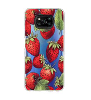 Poco X3 NFC Uyumlu Çilek Desenli Şeffaf Telefon Kılıfı