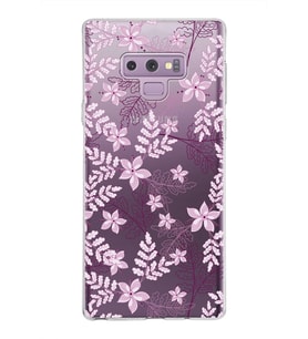 Samsung Galaxy Note 9 Kapak Floral Pudra Tasarımlı Şeffaf Silikon Kılıf
