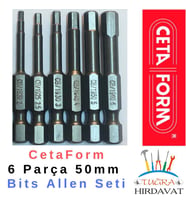 CetaForm 6 Adet x 5cm Takım Manyetik Bits Allen Alyan Matkap Ucu