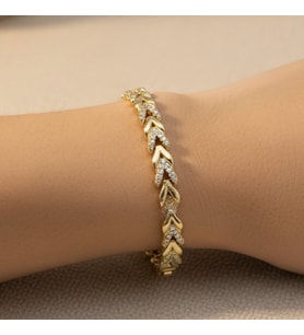 STİL İNCİSİ/XUPING JEWELRY BAŞAK İNCE ZİRKON TAŞLI BİLEKLİK (Altın Rengi)
