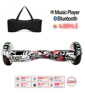 Elektrikli Kaykay Hoverboard Full Ledli Bluetooth Hoparlörlü 6.5 Inch Çanta Hediyeli D06