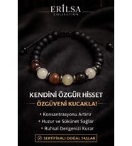 Sertifikalı Kahverengi Obsidyen Akik Oniks Bileklik - 8 mm Doğal Taş Terahertz Aparatlı (Çok Renkli)
